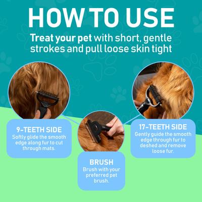 Dual Sided Undercoat Rake Dog & Cat Deshedding Tool, Black