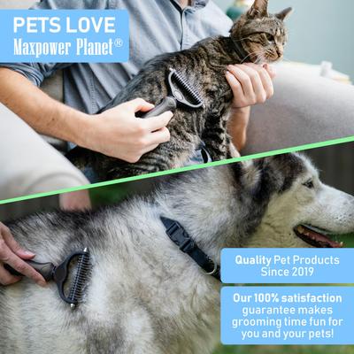 Dual Sided Undercoat Rake Dog & Cat Deshedding Tool, Black