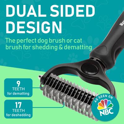 Dual Sided Undercoat Rake Dog & Cat Deshedding Tool, Black