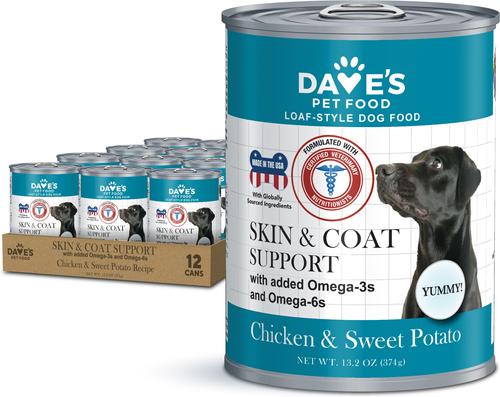 Skin & Coat Support Chicken & Sweet Potato Recipe Pate Wet Canned Dog Food, 13.2-oz can, case of 12