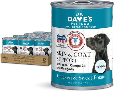 Skin & Coat Support Chicken & Sweet Potato Recipe Pate Wet Canned Dog Food, 13.2-oz can, case of 12