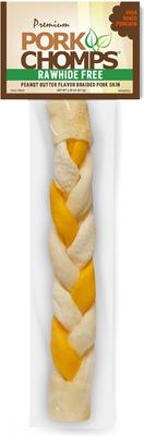 10-inch Braid Roasted Pork Skin & Peanut Butter Flavor Hard Dog Chew Treats