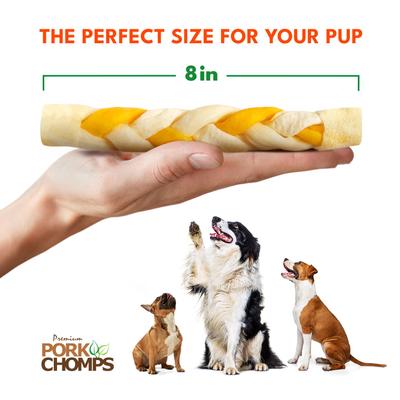 10-inch Braid Roasted Pork Skin & Peanut Butter Flavor Hard Dog Chew Treats