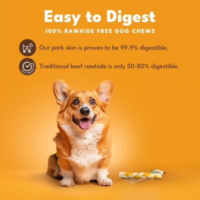 10-inch Braid Roasted Pork Skin & Peanut Butter Flavor Hard Dog Chew Treats