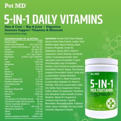 5-in-1 Multivitamin Chews Dog Supplement, 120 count