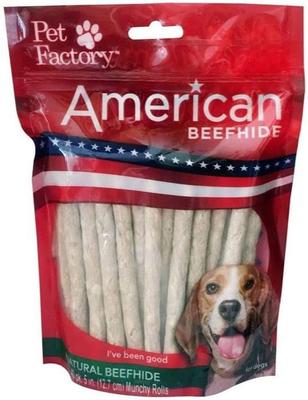 American Beefhide 5-inch Munch Mini Rolls Natural Flavored Chewy Dog Treats, 40 count