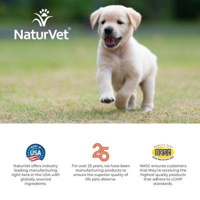 NaturVet, VitaPet Puppy Plus Breath Aid, tabletas multivitamínicas con minerales y apoyo al aliento para cachorros, 60 unidades
