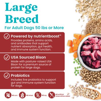 Large Breed Gut Health Real Bison & Brown Rice Whole Grain Dry Dog Food, 22-lb bag