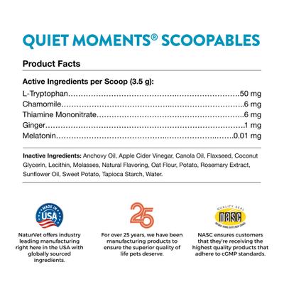 NaturVet, Scoopables Quiet Moments, bocados calmantes sabor salmón para gatos, bolsa de 156 g