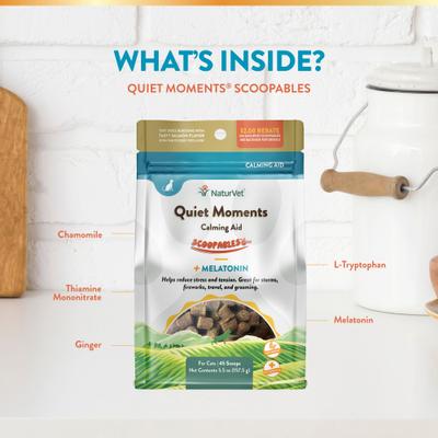 NaturVet, Scoopables Quiet Moments, bocados calmantes sabor salmón para gatos, bolsa de 156 g