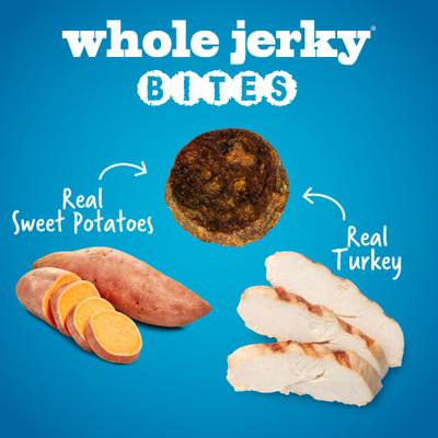 Whole Jerky Bites Turkey & Sweet Potato Dog Treats, 5-oz bag