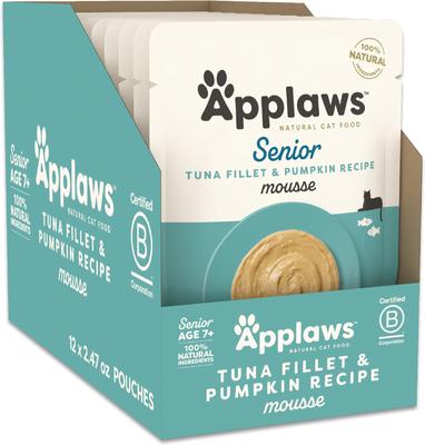 Senior Chicken & Pumpkin Recipe Mousse Grain-Free Wet Cat Food, 2.47-oz pouch, case of 12