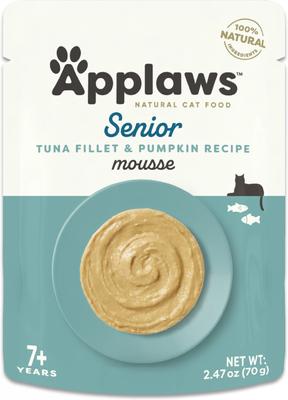 Senior Tuna Fillet & Pumpkin Recipe Mousse Grain-Free Wet Cat Food, 2.47-oz pouch, case of 12