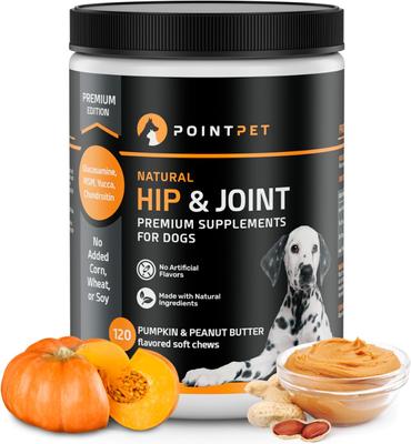 Glucosamine Peanut Butter & Pumpkin Flavored Hip & Joint Support Soft Chews Dog Supplement, 120 count