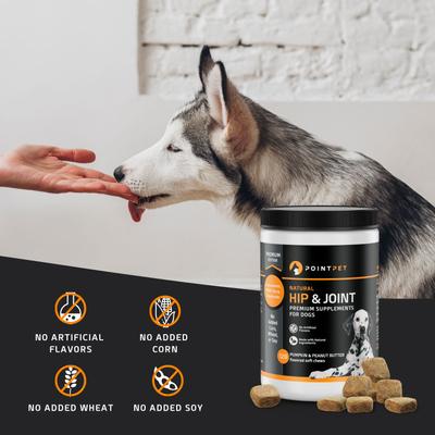 Glucosamine Peanut Butter & Pumpkin Flavored Hip & Joint Support Soft Chews Dog Supplement, 120 count