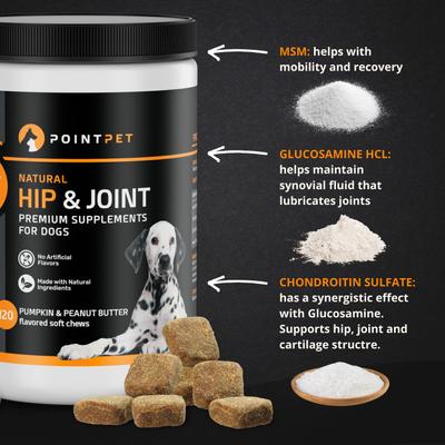 Glucosamine Peanut Butter & Pumpkin Flavored Hip & Joint Support Soft Chews Dog Supplement, 120 count