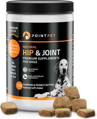 Glucosamine Peanut Butter & Pumpkin Flavored Hip & Joint Support Soft Chews Dog Supplement, 120 count