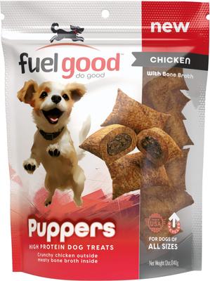 Puppers Crunchy Chicken with Bone Marrow & Bone Broth High Protein Crunchy Dog Treats, 12-oz bag