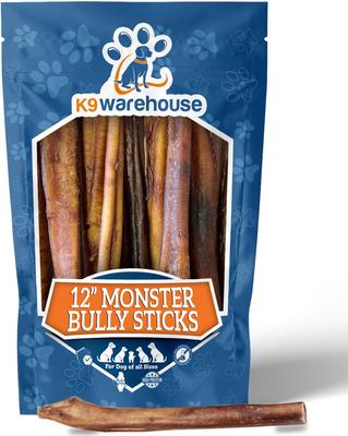 Monster 12-inch Bully Sticks Dog Treats, 3 count