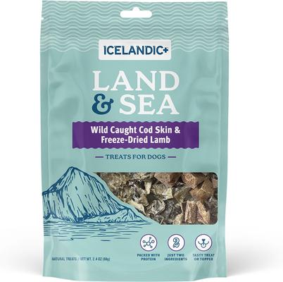 Land & Sea Cod Skin & Lamb Freeze-Dried Dog Treats, 2.4-oz bag