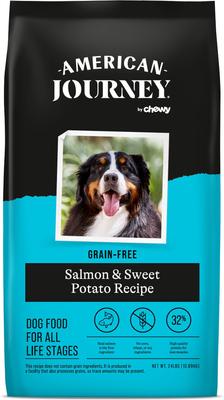Bundle: American Journey Chicken & Salmon Recipe Canned Food + Salmon & Sweet Potato Recipe Dry Dog Food