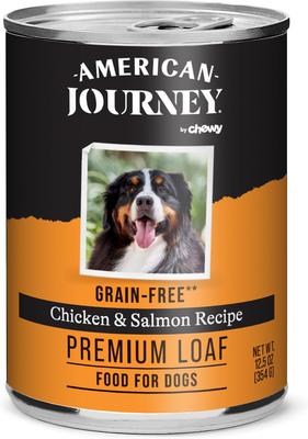 Bundle: American Journey Chicken & Salmon Recipe Canned Food + Salmon & Sweet Potato Recipe Dry Dog Food