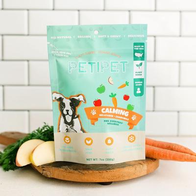 Calming Bites with Melatonin + Chamomile Apple & Carrot Flavored Soft Chew Calming Supplement for Dogs, 7-oz bag