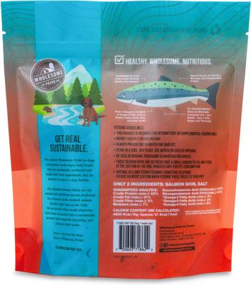 Smoked Salmon Skins Grain-Free dehydrated Dog Treats, 4-oz bag