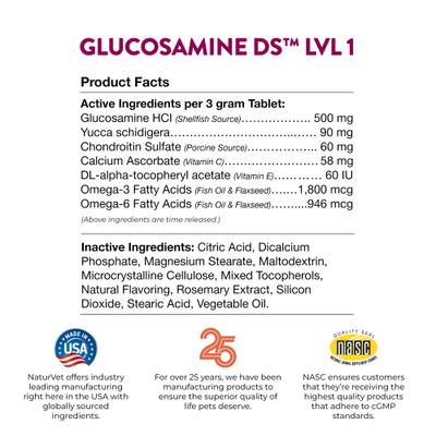 Maintenance Care Glucosamine DS Chewable Tablets Joint Supplement for Dogs & Cats, 60 count