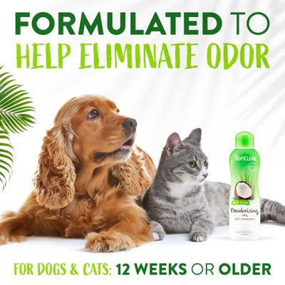 Bundle: TropiClean Deodorizing Aloe & Coconut Shampoo, 20-fl oz bottle + Lime & Coconut Deodorizing Dog & Cat Spray, 8-fl oz bottle