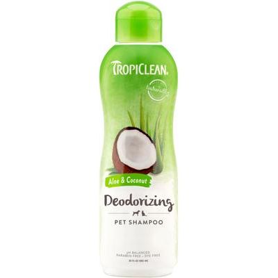 Paquete: Champú desodorante TropiClean con aloe y coco (botella de 20 onzas líquidas) + Spray desodorante para perros y gatos con lima y coco (botella de 8 onzas líquidas)