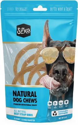 All-Natural Beef Tendon Rings Hard Chew Dog Treats, 5 Count