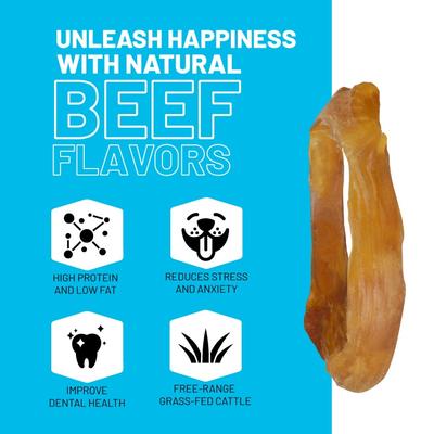 All-Natural Beef Tendon Rings Hard Chew Dog Treats, 5 Count