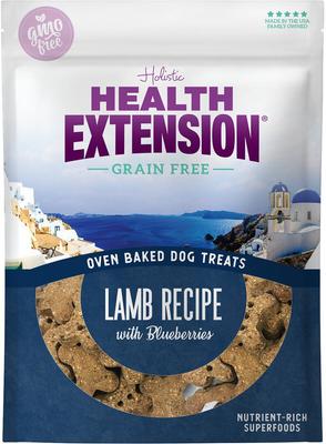 Bundle: Health Extension Oven Baked Peanut Butter Recipe with Banana + Oven Baked Lamb Recipe with Blueberries Dog Treats