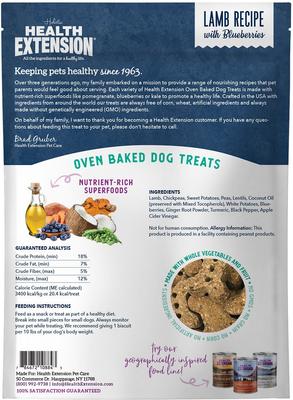 Bundle: Health Extension Oven Baked Peanut Butter Recipe with Banana + Oven Baked Lamb Recipe with Blueberries Dog Treats