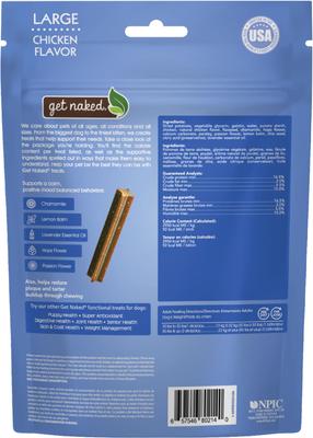 Palitos dentales calmantes para perros grandes, sabor pollo, sin cereales, bolsa de 177 g