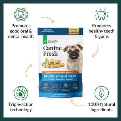 Canine Fresh All-Natural Grain-Free Pork Adult Dental Dog Chews, Small, 30 count