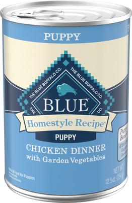 Bundle: Blue Buffalo Homestyle Recipe Puppy Chicken Dinner with Garden Vegetables Canned Food + Life Protection Formula Puppy Chicken & Brown Rice Recipe Dry Dog Food