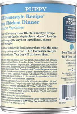 Bundle: Blue Buffalo Homestyle Recipe Puppy Chicken Dinner with Garden Vegetables Canned Food + Life Protection Formula Puppy Chicken & Brown Rice Recipe Dry Dog Food