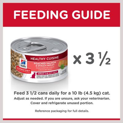 Adult Healthy Cuisine Poached Salmon & Spinach Medley Wet Cat Food, 2.8-oz can, case of 24