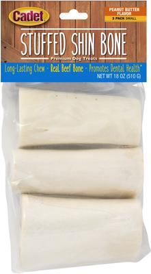 Stuffed Shin Bones Peanut Butter Flavor Dog Bones, Small, 3 count