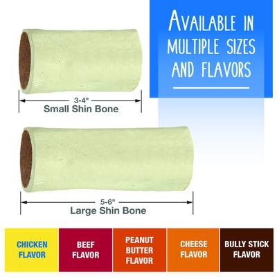 Stuffed Shin Bones Peanut Butter Flavor Dog Bones, Small, 3 count