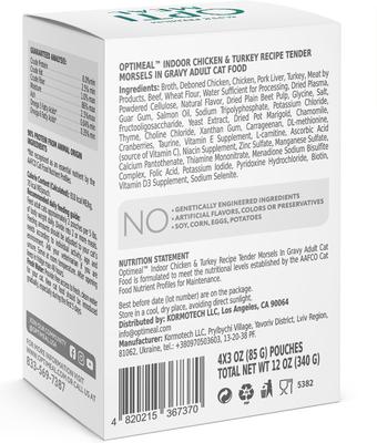 Indoor Chicken & Turkey Recipe Tender Morsels In Gravy Recipe Wet Cat Food, 3-oz pouch, case of 24