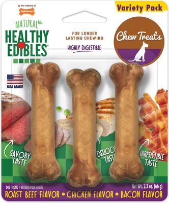 Healthy Edibles Natural Long-Lasting Dog Chew Treats, Variety Pack, X-Small, 3 count