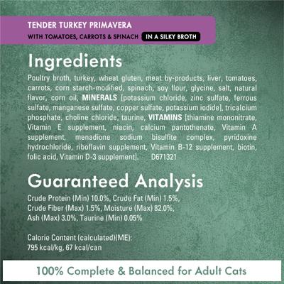 Comida húmeda gourmet para gatos Medleys Primavera Collection, paquete variado de pollo, pavo y atún en caldo, 3 oz, caja de 12