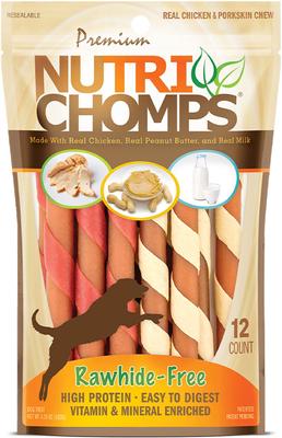 Mini Twists - Paquete variado de premios para perros con sabor a pollo, mantequilla de maní y leche, 12 unidades