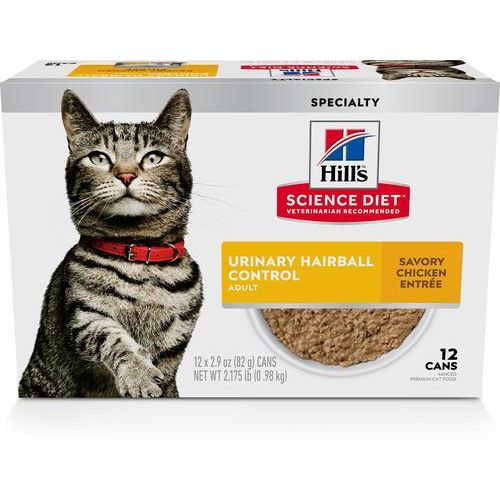 Adult Urinary Hairball Control Savory Chicken Entree Canned Cat Food, 5.5-oz can, case of 48