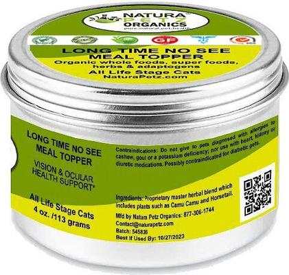 LONG TIME NO SEE MEAL TOPPER* Vision & Ocular Health Support* Cat Supplement, 4-oz jar