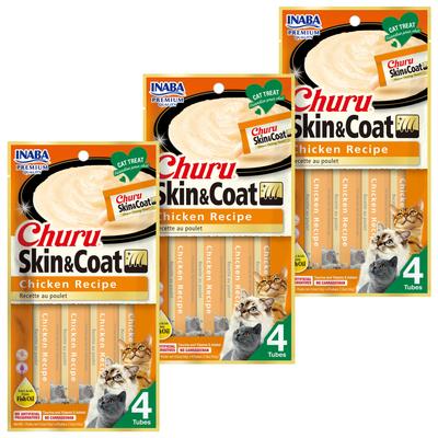 Churu Grain-Free Skin & Coat Tuna Recipe Lickable Cat Treat, 24 count