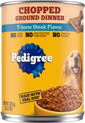 Chopped Ground Dinner T-Bone Steak Flavor Adult Canned Wet Dog Food, 13.2-oz, case of 12